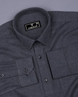 Neon Gray Plaid Flannel Solid Heavy Cotton Shirt