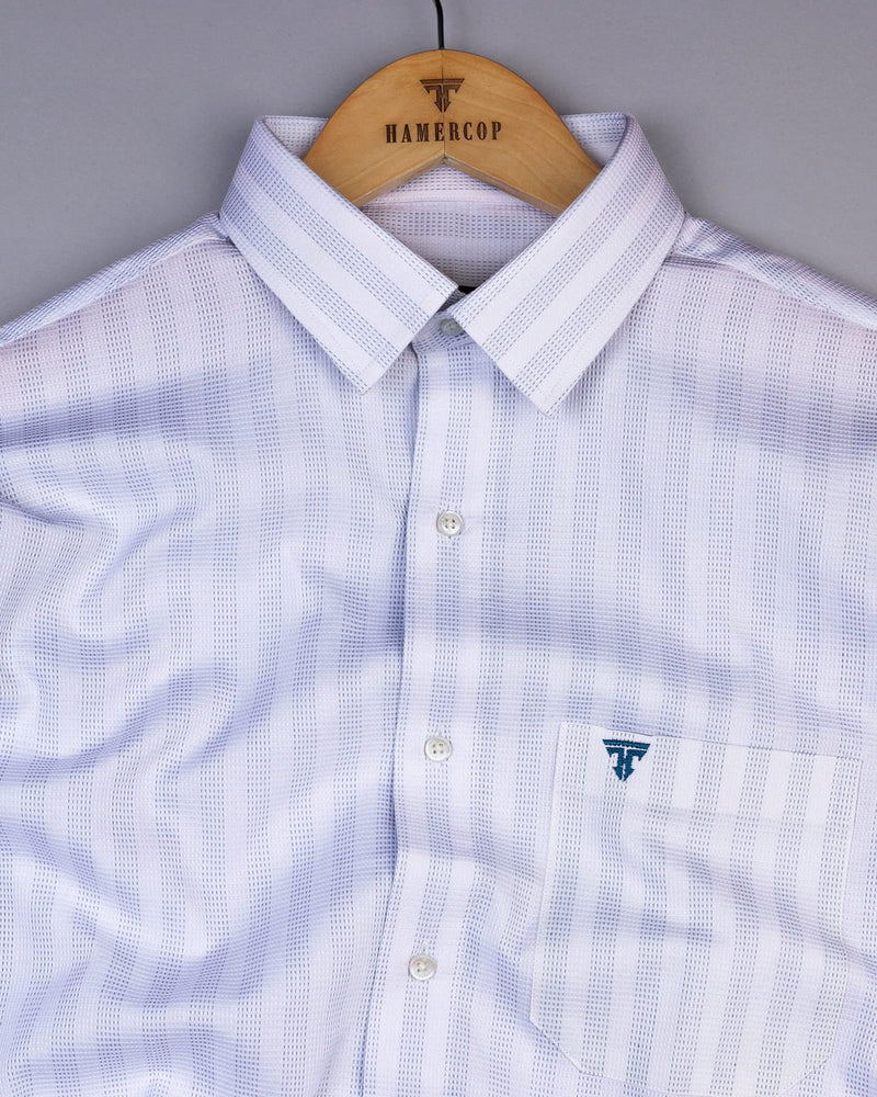 Rostock Blue With White Dobby Stripe Premium Giza Shirt