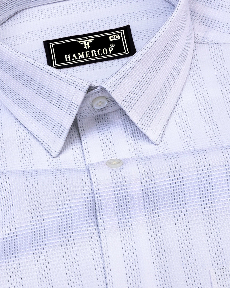 Rostock Blue With White Dobby Stripe Premium Giza Shirt