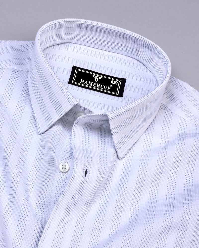 Rostock Blue With White Dobby Stripe Premium Giza Shirt