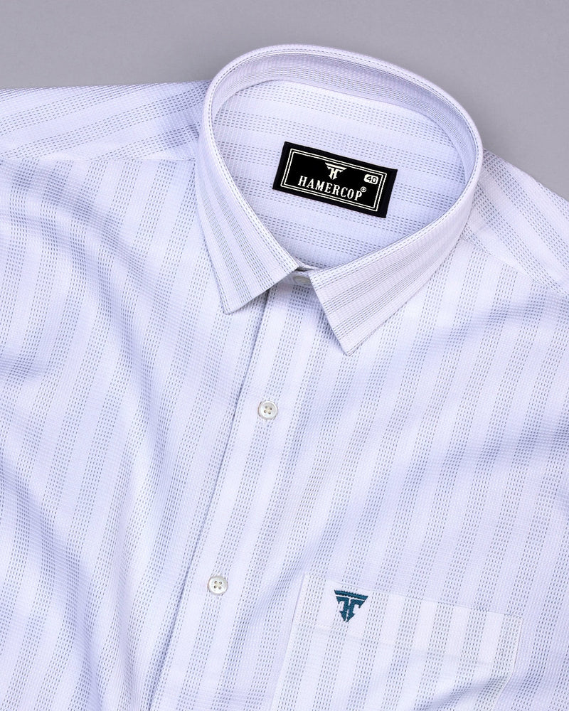 Rostock Blue With White Dobby Stripe Premium Giza Shirt