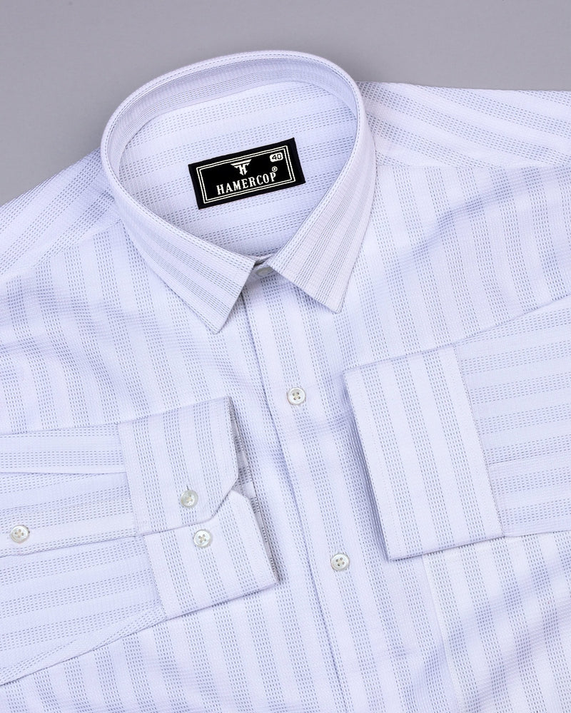 Rostock Blue With White Dobby Stripe Premium Giza Shirt