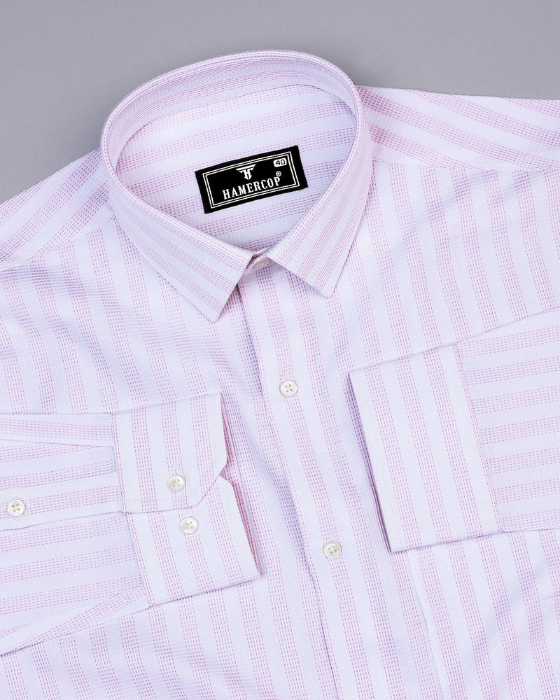 Rostock Pink With White Dobby Stripe Premium Giza Shirt