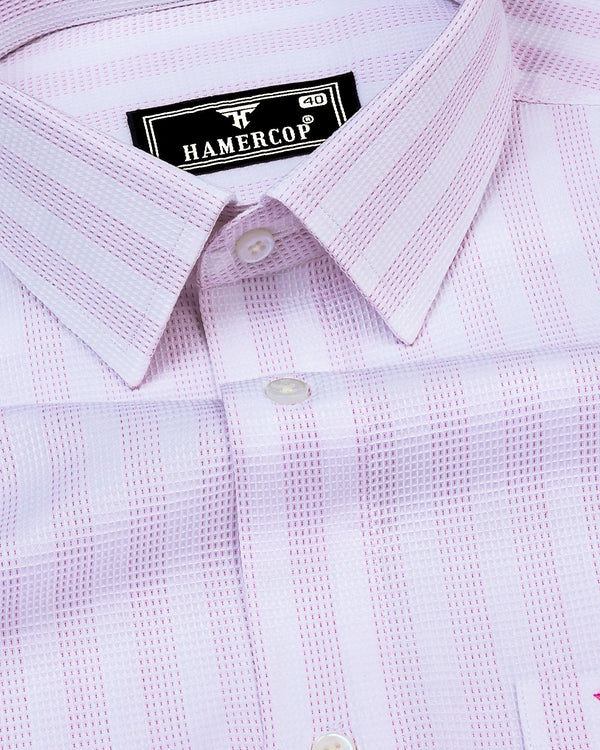 Rostock Pink With White Dobby Stripe Premium Giza Shirt