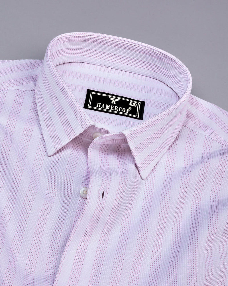 Rostock Pink With White Dobby Stripe Premium Giza Shirt