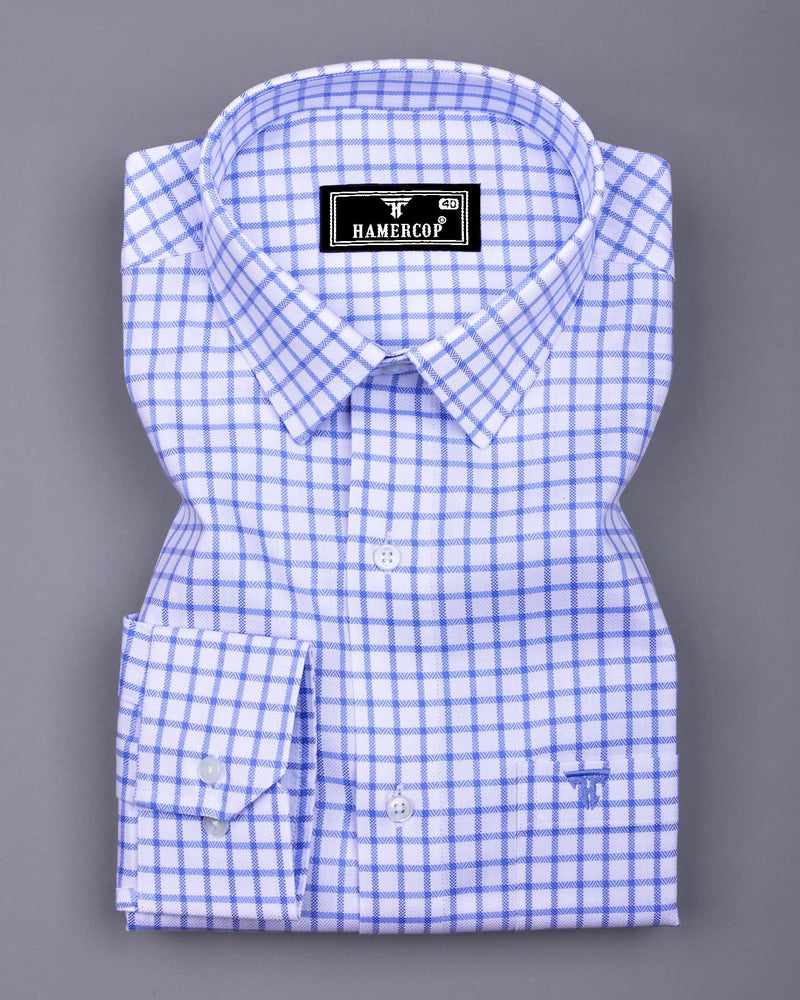 Preston Blue With White Check Premium Giza Shirt