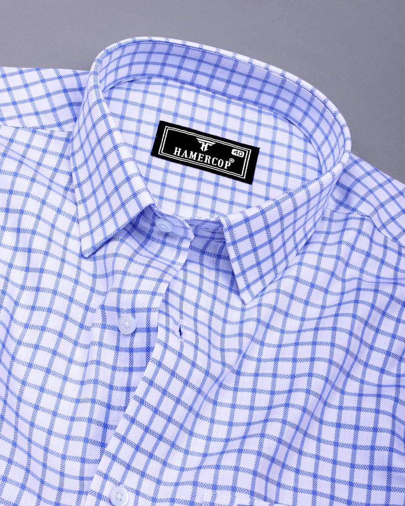 Preston Blue With White Check Premium Giza Shirt