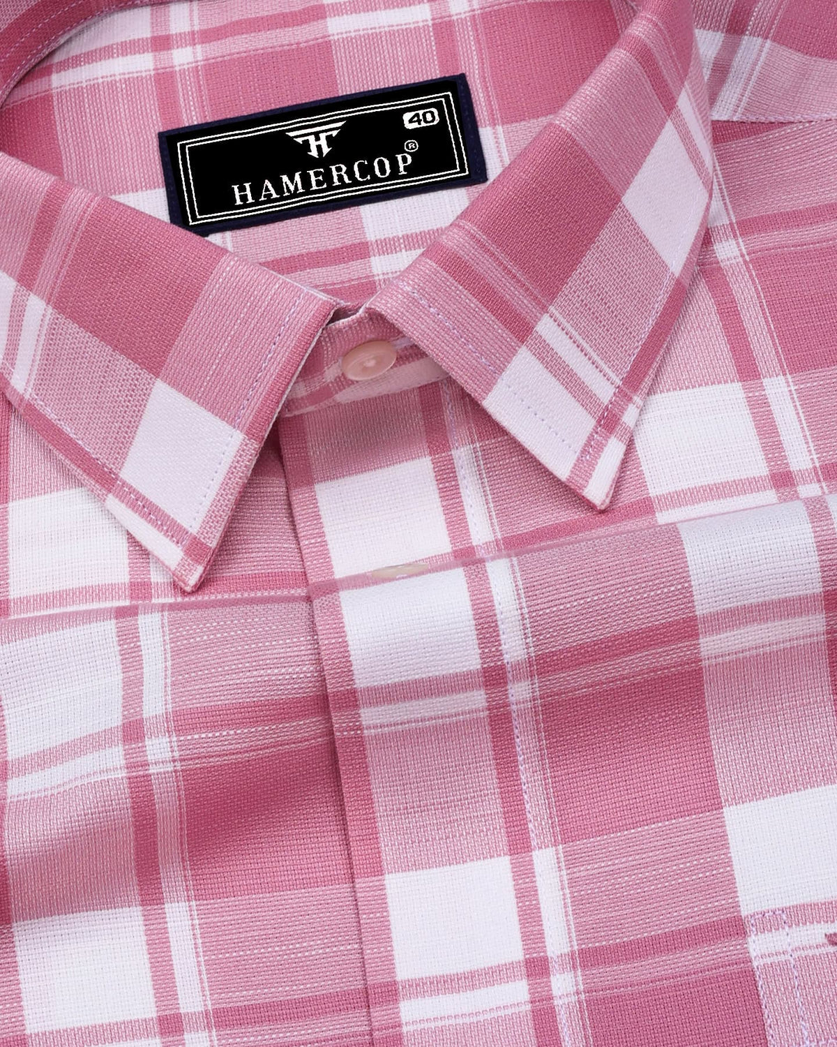 Pink White Check Dobby Cotton Shirt – Hamercop