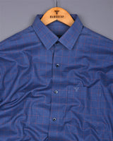 Visconti Blue With Orange Check Dobby Cotton Shirt