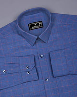 Visconti Blue With Orange Check Dobby Cotton Shirt