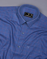 Visconti Blue With Orange Check Dobby Cotton Shirt