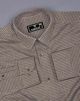 Paradise Brown With Gray Twill Check Premium Cotton Shirt