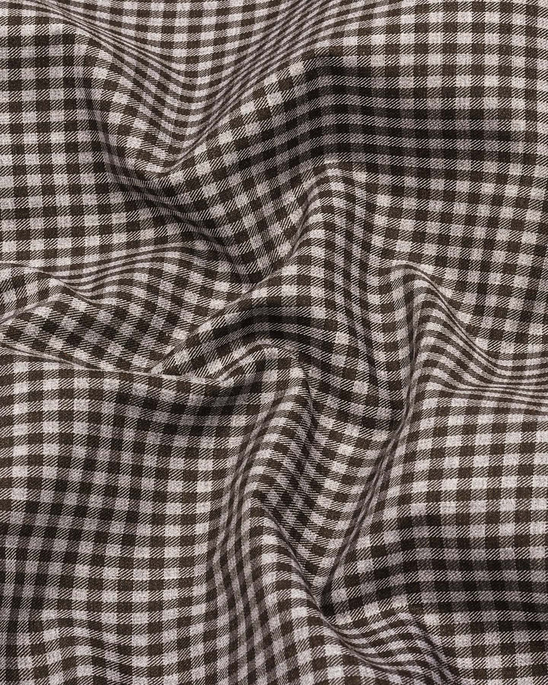 Paradise Brown With Gray Twill Check Premium Cotton Shirt