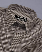 Paradise Brown With Gray Twill Check Premium Cotton Shirt