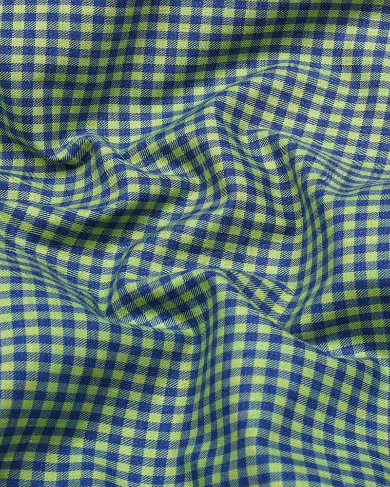 Paradise Green With Blue Twill Check Premium Cotton Shirt