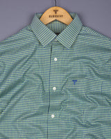 Paradise Green With Blue Twill Check Premium Cotton Shirt