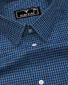 Paradise Blue With Brown Twill Check Premium Cotton Shirt