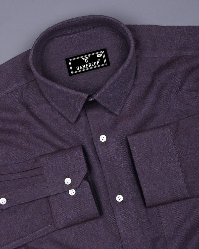 Elise Dusty Purple Twill Stripe Two Shaded Plaid Flannel Shirt