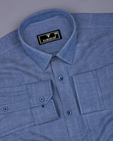 Elise Blue Twill Stripe Two Shaded Plaid Flannel Shirt