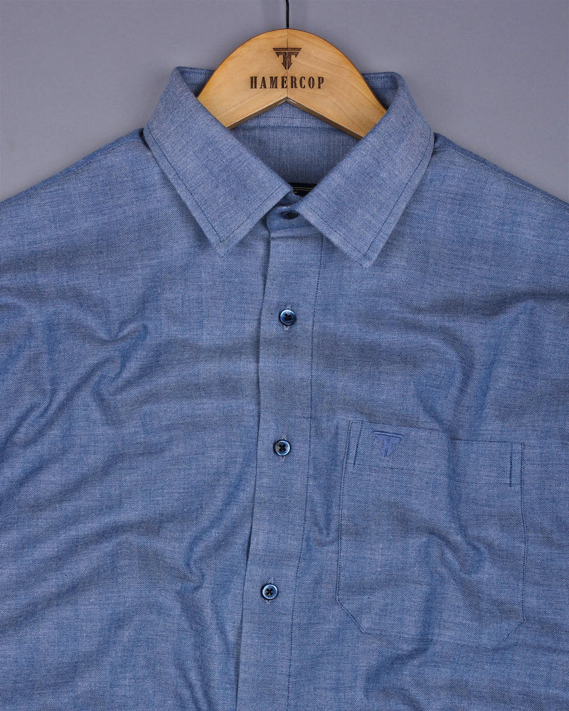 Elise Blue Twill Stripe Two Shaded Plaid Flannel Shirt