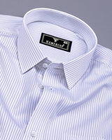 Eggshell White With Blue Pin Stripe Premium Cotton Shirt