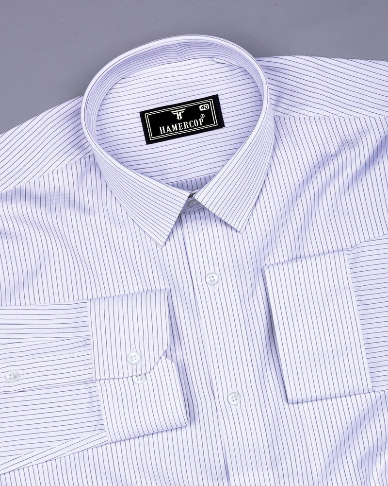 Eggshell White With Blue Pin Stripe Premium Cotton Shirt