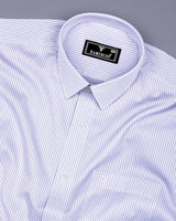 Eggshell White With Blue Pin Stripe Premium Cotton Shirt