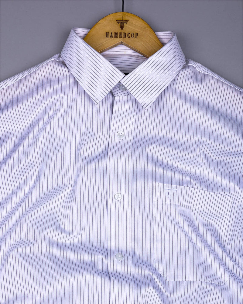 Eggshell White With Blue Pin Stripe Premium Cotton Shirt