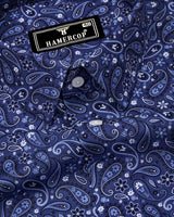 NavyBlue Paisley Printed Cotton Shirt