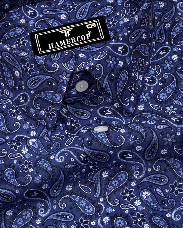 NavyBlue Paisley Printed Cotton Shirt