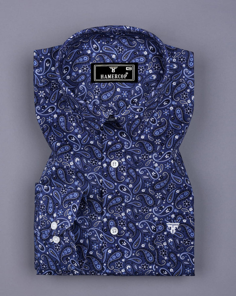 NavyBlue Paisley Printed Cotton Shirt