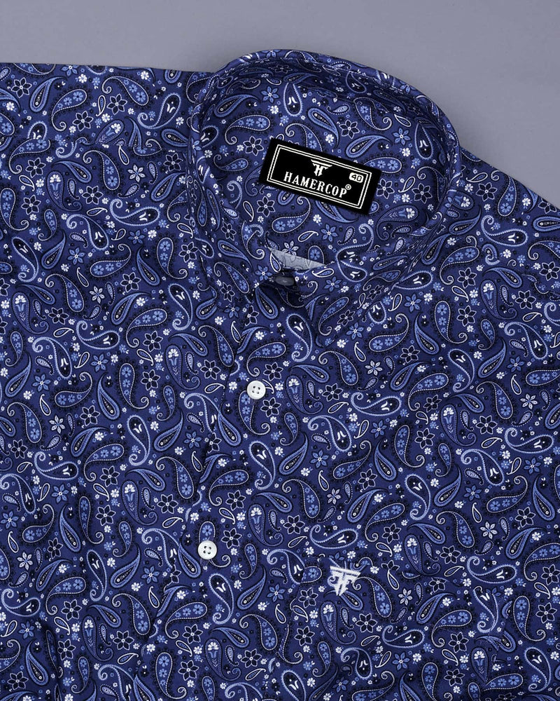 NavyBlue Paisley Printed Cotton Shirt