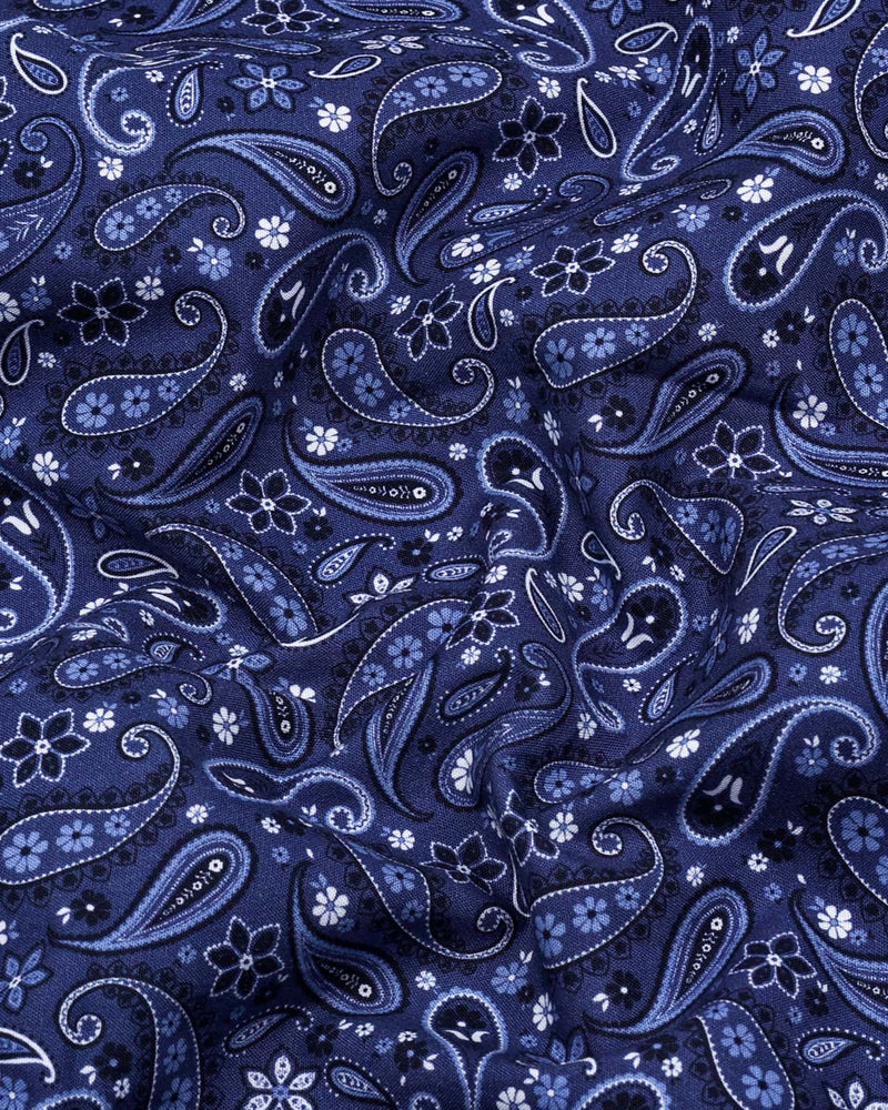 NavyBlue Paisley Printed Cotton Shirt