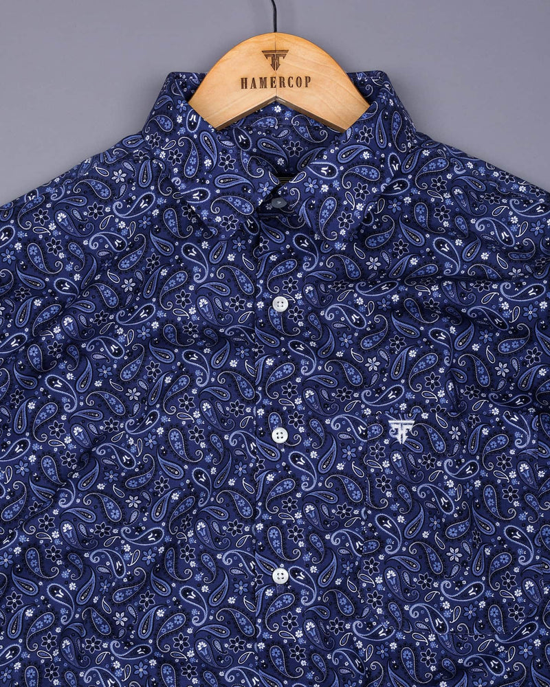 NavyBlue Paisley Printed Cotton Shirt