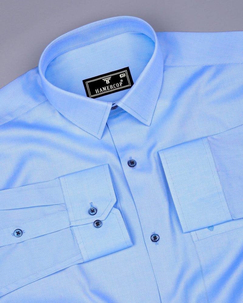 Cloudberry Blue Premium Cotton Giza Shirt