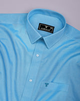 Aquarium Blue Plain Oxford Cotton Formal Shirt