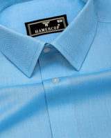 Aquarium Blue Plain Oxford Cotton Formal Shirt
