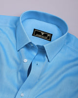 Aquarium Blue Plain Oxford Cotton Formal Shirt