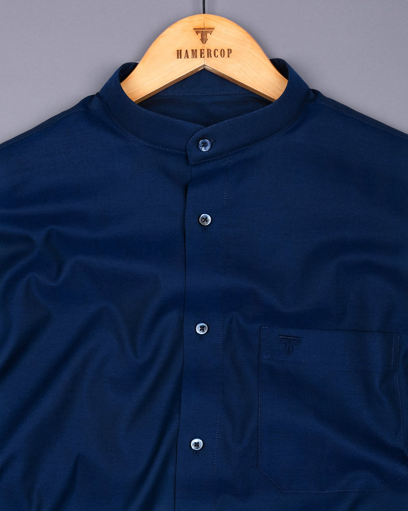 Prussian Blue Two Tone Chembray Cotton Shirt