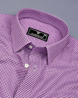 Grape Purple With White Houndstooth Dobby Cotton Shirt