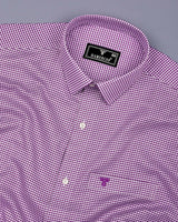 Grape Purple With White Houndstooth Dobby Cotton Shirt