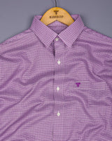 Grape Purple With White Houndstooth Dobby Cotton Shirt