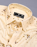 Crust Ivory Cream Anemone Printed Cotton Shirt