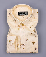 Crust Ivory Cream Anemone Printed Cotton Shirt