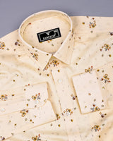 Crust Ivory Cream Anemone Printed Cotton Shirt