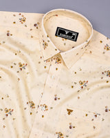 Crust Ivory Cream Anemone Printed Cotton Shirt