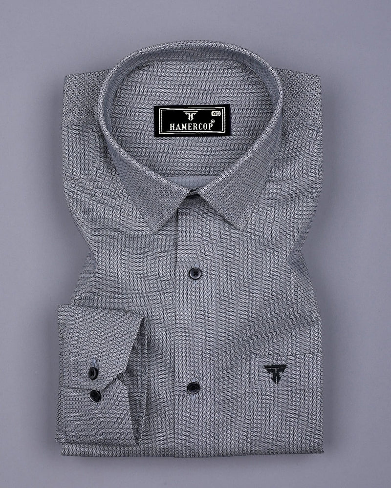 Monster Gray With White Printed Cotton Shirt