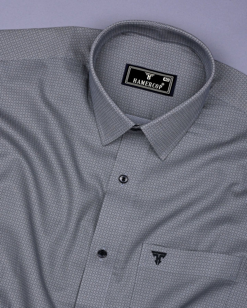 Monster Gray With White Printed Cotton Shirt