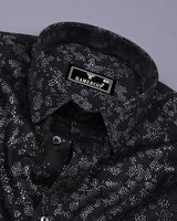 Sable Black With Silver Glitter Printed Cotton Shirt