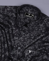 Sable Black With Silver Glitter Printed Cotton Shirt